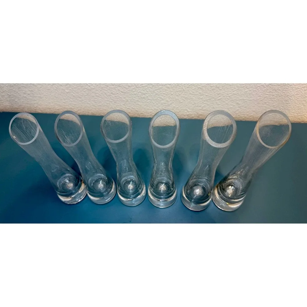 Set of 6 Clear Glass Bud Vases 7.25